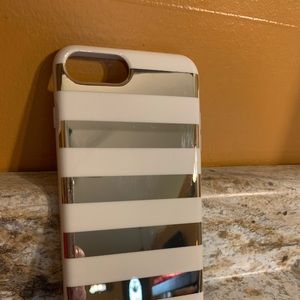 Kate spade gold & white striped iPhone 6,7,8plus